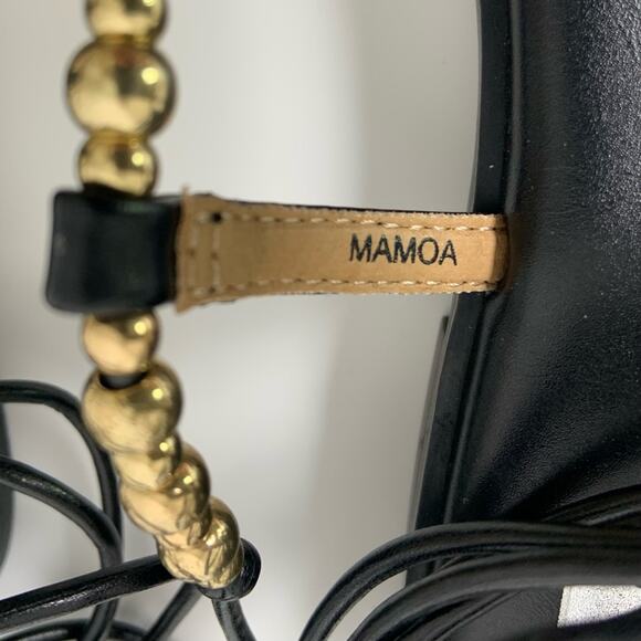 Dolce Vita Black Gold Beaded Lace Up Gladiator Flat Sandals Size 9.5 NEW IN BOX - Picture 10 of 14